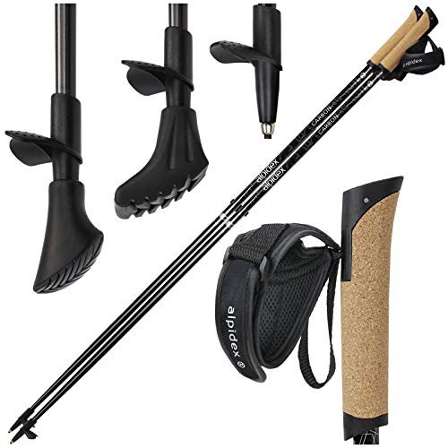 ALPIDEX Superleichter Carbon Nordic Walking Stock - sehr leichte Walking Stöcke, Länge:125 cm