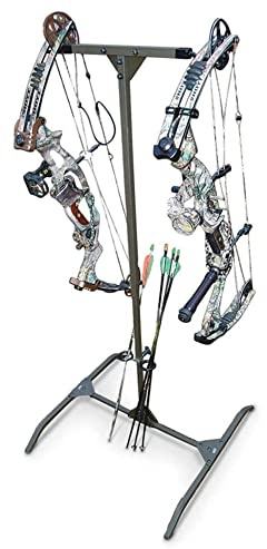 HME Reliable Stable Convenient Lightweight Durable Portable Dual-Sided Versatile Archery Hard Surface Bow Practice Hanger with Archer's Arrow Caddies Included