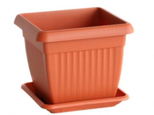 5 x Pot de fleurs carre terre cuite plastique 19 x 19 cm deco plante jardin balcon