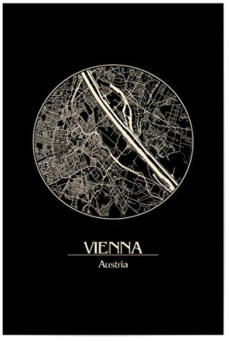 artboxONE Poster 30x20 cm Städte Retro Map Vienna Austria hochwertiger Design Kunstdruck - Bild map Europa map