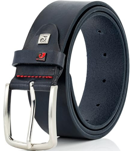 Pierre Cardin Leder-Gürtel Herren, Jeans-Gürtel Herren 40 mm breit Vollrindleder marine, Farbe/Color:blau, Size US/EU:Bundweite 95 cm Gesamtlänge 110 cm W 37.5 L