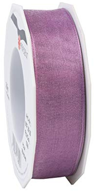Präsent - Four Seasons Organza Wired Edge Ribbon Frosty Violet 25 mm Width, 25 m Length