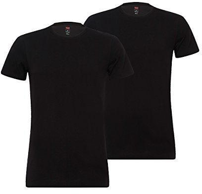 Levi's Herren Levis Men Solid Crew 2p T-Shirt (2er Pack), Black (Jet Black 884), Medium