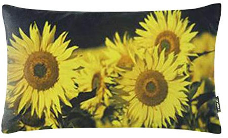 Proflax Kissenhülle Sonnenblumen 30x50 cm Schwarz Braun Gelb