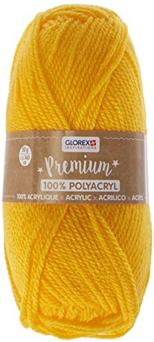 Glorex 5 1001 01 - Premium Wolle aus 100 % Acryl, leicht zu verarbeiten, vielseitig einsetzbar, wärmend, weich, nicht kratzend, 50 g, ca. 140 m, gelb