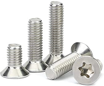 BOZONLI Viti a Macchina Torx Bulloni a Testa piatta Viti Bulloni Inox, bulloni a testa svasata Torx M4×6mm,50 pcs