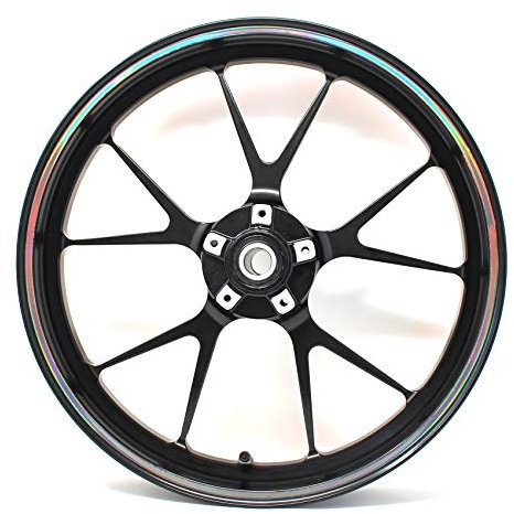 Felgenrandaufkleber Felgenrand Stripes Breite 7mm Chrom Hologramm mit Montagetool 16 17 18 19 Zoll für Auto Motorrad Felgen Aufkleber (Hologramm Schwarz)