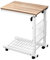 soges Beistelltische fürs Wohnzimmer Höhenverstellbarer Pflegetisch Computertisch Laptisch mit Rollen,Ablage und Stairaum,48 * 30 * 56/76CM