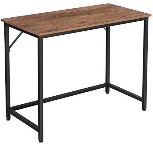 VASAGLE Computer Desk, Office Desk, 100 x 50 x 76 cm, for Study, Bedroom, Living Room, Hazelnut Brown and Ink Black LWD041B03