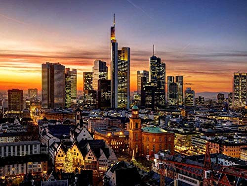 XiuTaiLtd Puzzle Frankfurt Am Main Bei Nacht 1000 Stück, 75X50Cm, Freunde