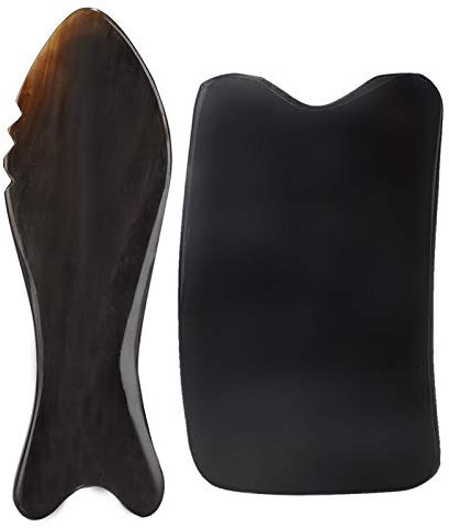 Gua Sha Schaber, Premium Ochsenhorn Gua Sha Board GUA SHA Massagewerkzeug Gesichtsmassagegerät, Auge Hals Und Gesicht Hautpflege Werkzeug reduziert Falten und strafft Haut Nat rlicher (C)