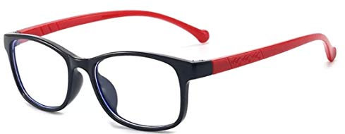 Calmshops Kids Anti Blue Light Glasses, Computer Glasses, UV Protection Anti Glare Eyeglasses Boys Girls Video Gaming TV Glasses (Suitable for 2-10 Years Old)(Red&Black)
