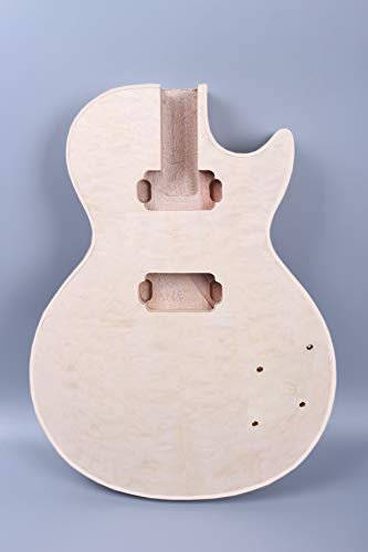 Yinfente E-Gitarrenkörper, gestepptes Ahornholz, Wasserwellen-Furnier, Mahagoni-Holz, Set in Ferse, DIY-Gitarren-Ersatz