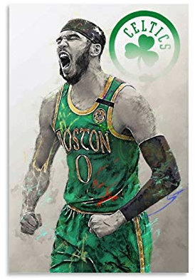 Jayson Tatum Poster mit Basketball-Motiv, Motivations-Poster, Basketballkunst, Leinwand, Wanddekoration, Kunstdruck, für Büro, Wohnzimmer, Schlafsäle, Häuser – Geschenke für Freund, Mann, 30 x 45 cm