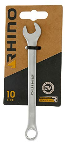 RHINO - Clé Mixte 10 mm, clé de Serrage, clé à Anneau et clé à Fourche combinés - Diamètre 10 mm - Haute qualité - Fabriqué en Acier (Chrome Vanadium) - Garantie à Vie - Plusieurs Tailles Disponibles