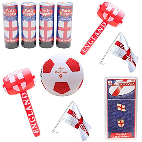 Toyland® England Party Bundle - 11 Teile - Euro 2021 Football Party - Feierlichkeiten zum Ende der Lockdown-Feier