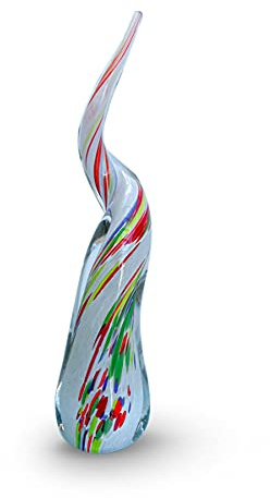 Gocce di Murano Corno portafortuna artigianale in vetro di Murano lavorato a mano scaramanzia napoletana soprammobile idea regalo Made in Italy (Bianco Liscio)