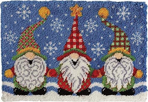 SKTWOE Knüpfen Set Weihnachten Knüpfteppich Zum Selber Knüpfen Tapisserie Teppich Knüpf-Sets Kreuzstich Set Knüpfkissen Für Kinder Und Erwachsene Handwerk Geschenke,52cm x 38cm