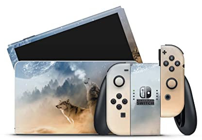 Skins4u Skin Design Folie kompatibel mit Nintendo Switch Konsole & Controller V1 Aufkleber Skins Wraps Decal Howling-Moon