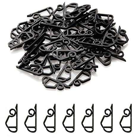 Hang Ups 100 Black Mini Outdoor Light Clips for Mounting to Shingles and Gutters, Christmas Decorations, Outside Lights