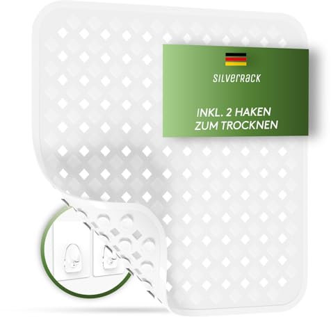 SilverRack Duschmatte rutschfest 53x53 cm (Weiß RAUTEN) - Antirutschmatte Dusche BPA frei für Kinder - Badematte rutschfest, maschinenwaschbar u. schimmelresistent - Duscheinlage rutschfest