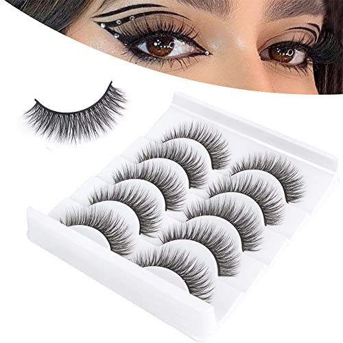 Faux Cils Naturel 3D Wispy Fake Lashes Court Cils Faux Vison Faits à La Main 5 Paires Doux Faux Mink Eyelashes Réutilisables Par Parriparri