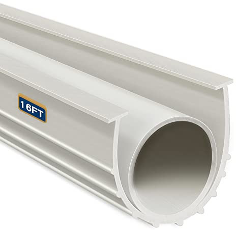 Kit de joints en caoutchouc pour bas de porte de garage, bande d'étanchéité universelle résistante aux intempéries, extrémités en T de 8 mm, largeur 9,5 cm (4,9 m, blanc)
