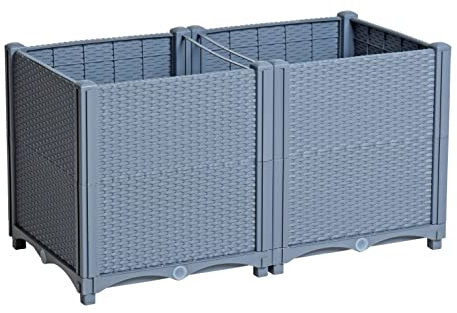 ESTEXO Blumenbeet Hochbeet Gemüsebeet 80x40x44 cm Pflanzbeet Polyrattan Pflanzkasten Grau