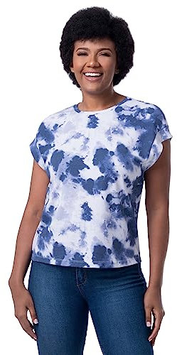 Lee Damen-T-Shirt, weiche Schultern, kurzärmelig, Blaue Krawatte, 3X