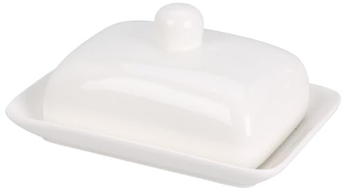 Butterdose aus weißem Porzellan L 16 cm - Passen für kleine Butter mit 250g - Butterglocke - Buttergefäß