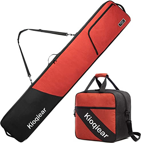 Kioqiear Gepolsterte Snowboard- und Stiefeltasche, perfekt für Snowboard bis 165 cm und Stiefel bis Größe 13, inklusive 1 gepolsterte Snowboardtasche und 1 gepolsterte Stiefeltasche. (Rot)
