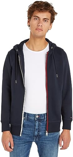 Tommy Hilfiger Felpa con Cappuccio e Zip Uomo Cerniera, Blu (Desert Sky), S
