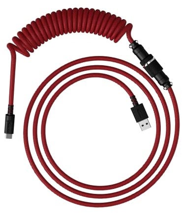 HyperX Câble spiralé - Câble spiralé durable, design élégant, connecteur aviateur 5 broches, USB-C vers USB-A - Rouge/noir