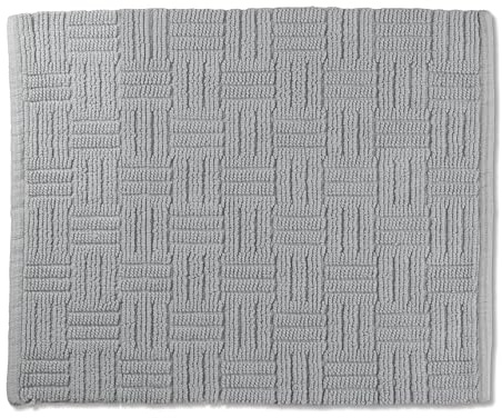 kela Badematte rutschfest 55 x 65 cm LEANA, Badezimmerteppich grau, waschbar, 100% Baumwolle, Badvorleger in Flechtoptik, felsgrau