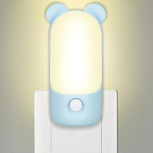 Alyvisun Luz Nocturna Infantil, Luz de Noche Enchufe para Decoración de Dormitorio LED Lámpara de Noche Niños con 2 Modos para Escaleras/Pasillo/Cocina (Azul)