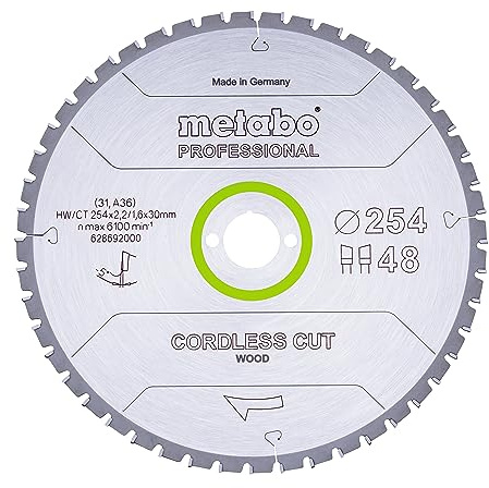 Metabo Sägeblatt co rdless cut wood - professional, 254x2,2/1,6x30 Z48 WZ 5°neg