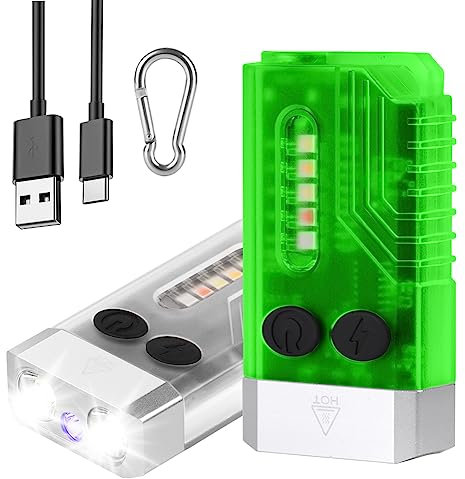 flintronic Mini Taschenlampe, 1000 Lumen Schlüsselanhänger Taschenlampe mit Seitenlicht, 14 Modes Tragbare LED Wiederaufladbar, IP64 Wasserdichte Magnetische Taschenlampe für Outdoor Notfall Camping