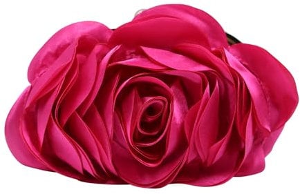 JAMBHALA Women Rose Clutch Bags with Detachable Chain for Wedding, Evening Party, Hot Pink, 10