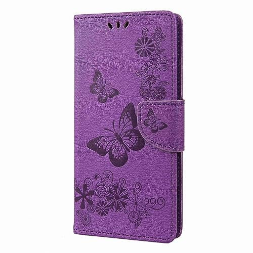 Skyhewen for Samsung Galaxy A25 5G Case Wallet Flip Shockproof Floral Butterfly PU Leather Phone Case Magnet Stand Card Holder Silicone Bumper for Samsung Galaxy A25 5G, Purple