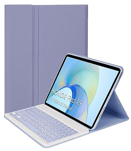 YGoal Keyboard Case for Honor Pad X9, Slim Series Detachable Wireless Keyboard PU Leather Keyboard Stand Case Cover for Honor Pad X8 Pro 11.5, Purple