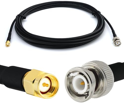RANGEFUL 3m BNC Stecker auf SMA Stecker RG58 Koaxialkabel — BNC SMA Verlängerungskabel 3 Meter Jumper Kabel (50 Ohm) — Schwarz Antennenkabel für HAM Radio CB Funk WIFI Antenne