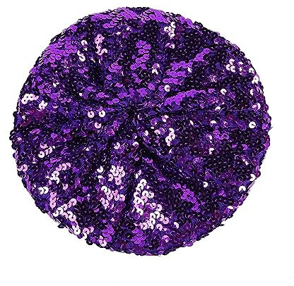 Baskenmütze Damen Pailletten Mütze Glitzer Barett Beret Kopfbedeckung Party Franzosenmütze Disco Damenmütze Paillettenmütze Karneval Kostüm Zubehör Damen Baskenmütze mit glitzernden (Purple, One Size)