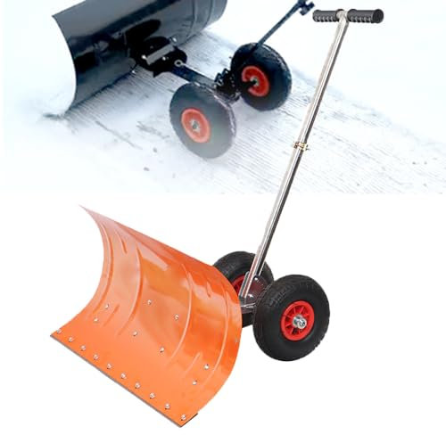 Spazzaneve Manuale con Ruote, Pala da Neve Manuale da 12 Mm di Spessore con Manico Regolabile in Altezza, Regolazione Dell'angolo della Pala da Neve a 5 velocità, per Scale, Coperte, Cortili
