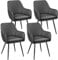 Yaheetech Esszimmerstühle 4er Set Küchenstühle, Polsterstühle mit Armlehnen Metallbeine, Seesel aus Kunstleder für Arbeitszimmer/Wohnzimmer, Dunkelgrau