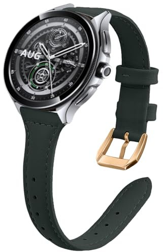 WoPail 22mm Cinturino in Pelle per Xiaomi Watch S4/S4 Sport/Redmi Watch 5 Active/5 Lite Donna Elegante Sottile Cinturino di Ricambio per Xiaomi Watch S3 Verde