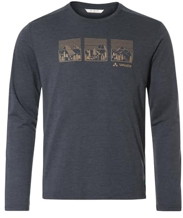VAUDE Herren Baselayer Rosemoor Ls T-Shirt III, leicht und trotzdem angenehm wärmend, plegeleicht und schnelltrocknend, Black/Oat, L