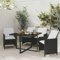 SECOLI Rattan Essgruppe, 4 Personen, Gartenmöbel, Schwarz und Weiß, Garten Sitzgruppe, Sitzgarnitur mit Auflagen, Gartengarnitur, Balkonmöbel Set
