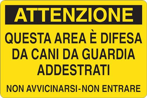 GLOBAL CARTELLO SEGNALETICO - ATTENZIONE QUESTA AREA E' DIFESA DA CANI DA GUARDIA - Adesivo Extra Resistente, Pannello in Forex, Pannello In Alluminio (Pannello In Forex, 30x42 cm)