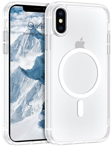 GaoBao Schutzhülle für iPhone X/XS, kompatibel mit AVCE Mag-Safe, Hybrid, magnetisch, transparent, matt, Rückseitenschutz, dünn, stoßfest, kratzfest, für iPhone X/XS 5,8 Zoll, mattes Weiß
