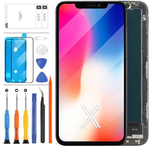 Pantalla LCD OLED para iPhone X (no LCD], 5.8 pulgadas [Full HD] [COF] para iPhone X, pantalla LCD táctil, digitalizador, montaje con herramientas (negro)